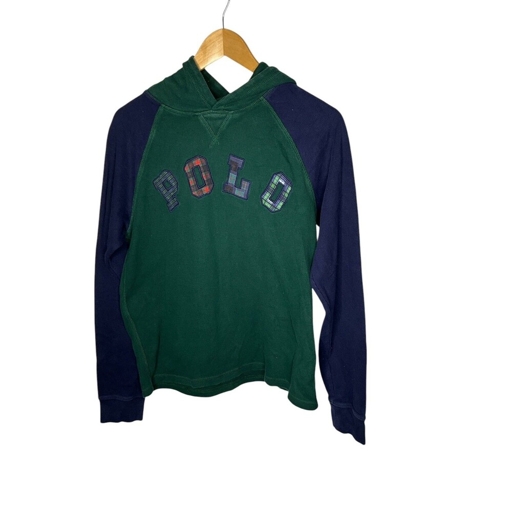 Polo Ralph Lauren Big Boys Knit Waffle Hooded Thermal Patches Sz XL 18-20